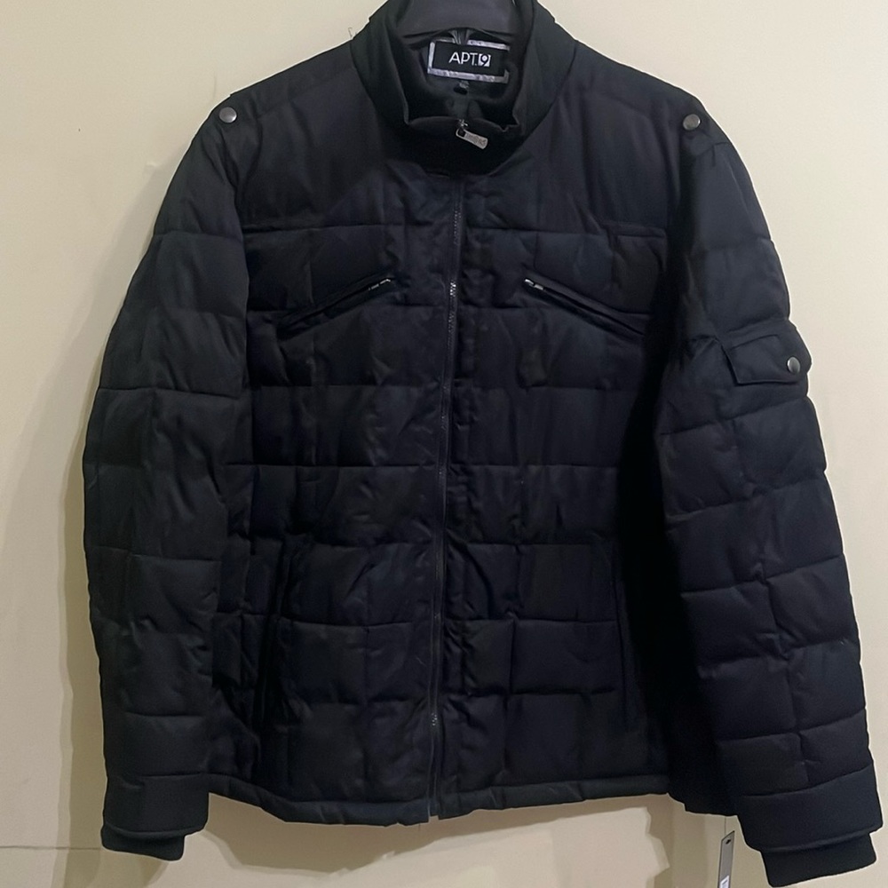 Apt. 9 Men’s Semi Puffer Quilted Jacket Black Poly Twill XXL Coat